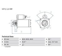 BOSCH 0 986 016 530 Starter motor