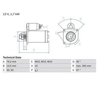 BOSCH Starter Motor for Ford Escort RTE 1.8 Litre January 1995 to January 1996
