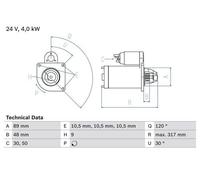 BOSCH Starter Motor for Mercedes Benz 609d OM354.902 4.0 June 1994 to June 1994