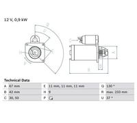 BOSCH Starter Motor for Rover 416 D16Y3 1.6 Litre June 1995 to June 2000