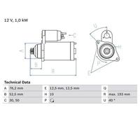 BOSCH Starter Motor for Volkswagen Polo BBY 1.4 Litre July 2003 to May 2007