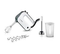 Bosch Styline MFQ49700 Hand Mixer, 5 Levels, 2 Mixing Hooks, Stainless Steel, Spiral Cable, Stainless Steel Mixer Rod, 850 W, White/Dark Silver