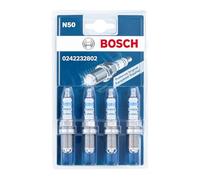 Bosch Super 4 0242232802 (N50), Spark Plug Set of 4 - for a Reliable Gasoline Engine Start and Long Service - with Robust Design