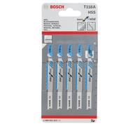 Bosch 5x T 118 A Basic for Metal Jigsaw Blade (for Steel sheets, Steel sheets, Length 92 mm, Professional Accessory Jigsaw)