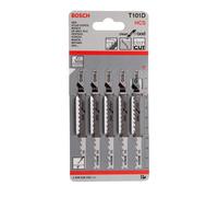 Bosch 5x T 101 D Clean for Wood Jigsaw Blade (for Softwood, Plywood, Length 100 mm, Professional Accessory Jigsaw)