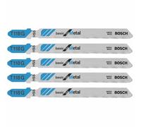 Bosch T118G 5-Piece 3-5/8 In. 36 TPI Basic for Metal T-Shank Jig Saw Blades, Silver