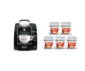 Bosch Tassimo Joy TAS4502NGB Coffee Machine, 1300 Watt, Black, 1.4 Litre With Kenco Flat White Bundle x 40 Drinks