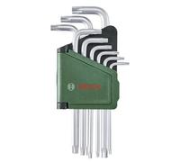 Bosch 9-Piece Torx Key Set (Multi-Tasking Torx Keys Made of S2 Steel; TX8-TX40; Long Arm; Rust-Protected Surface, Storage Clip)