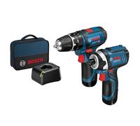 Bosch Twin Pack 12V 2 x 2.0Ah Li-ion Combi Drill Impact Driver BSH6019A6979