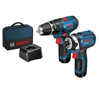 Bosch Twin Pack 12V 2 x 2.0Ah Li-ion Combi Drill Impact Driver BSH6019A6979