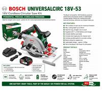Bosch UNIVERSALCIRC 18V-53 P4A 18v Cordless Circular Saw 160mm 1 x 2.5ah Li-ion Battery Charger No Case
