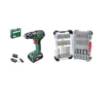 Bosch UniversalImpact 18 V-60 Battery Hammer Drill (1 x 2.0 Ah Battery, 18 V System, in Carrying case) + 43x Extra Hard Screwdriver Bit Set (197 x 110.5 mm, Accessories)