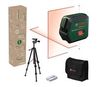 Bosch UniversalLevel 2 [Gen 2] + Tripod (E-Commerce Carton) | Laser cross including integrated plumb points for precise alignment and easy transmission of references, in e-commerce box