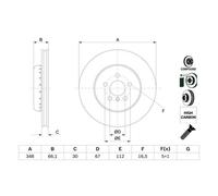 Bosch Brake Disc Front 67mm Two-Piece Brake Disc Vented 30mm Bolts 0986479F57