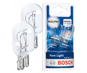 Bosch W21/5W 12V Pure Light Car Brake, Tail & Side Light Bulb Single