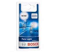 Bosch W3W (504) Pure Light Halogen Headlight Bulbs, 12 V 3 W, Original Quality - Socket Type W2,1x9,5d - Pack of 2 Replacement Car Light Bulbs