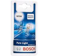 Bosch W5W (501) Pure Light Car Light Bulbs - 12 V 5 W W2,1x9,5d - 2 Bulbs