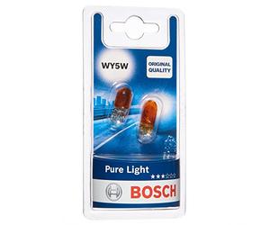 Bosch WY5W (501A) Pure Light Halogen Headlight Bulbs, 12 V 5 W | Original Quality - Socket Type W2,1x9,5d - Pack of 2 Replacement Car Light Bulbs