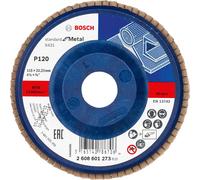 Bosch 2608601273 Straight K120 Flap Disc for Metal, 0 V, Black/Red, 115 mm