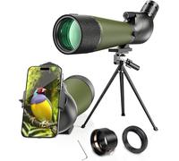 Bosco HD-7 Spotting Scope with 25-75x80 Mm Zoom Lens,Angled Refractor Spotting Scope Telescope with Multi-Coated Optics, Waterproof Rubber Tubing and Soft Carry Case (Basic model + 160cm stand)