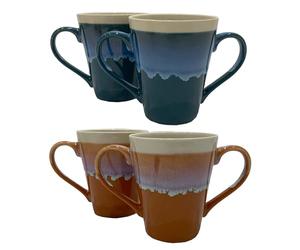 Boscul Two Handled Mug 300ml 2 Pack Aid for Elderly Tremors Arthritis and Dementia Alzheimers Weak Grip Parkinson’s Dignity 3D Reactive Glazed (Blue 2 Pack)