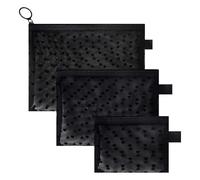 Bosdontek 3Pcs Small Make Up Bag, Heart Print Small Cosmetic Bag with Zipper, Mesh Make up Pouch See Through Bag for Toiletries, Travel (Black)