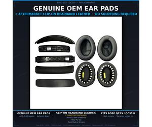 Bose QC35 II Genuine OEM Ear Pads + Clip-On Headband Cushion Repair Kit