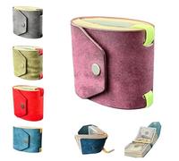 BOSENIYU Genuine Leather Cash Wrap Wallet, Handmade Leather Fast Access Money Holder, with Magnetic Clasp., Purple, 3.5x2.7 in, Casual