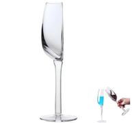 BOSENIYU Half Wine Glasses Tumbler Set of 2, Funny Reusable Wine Glass in Half Cut Glass, Long Handled Half Round Red Wine Glass. (1 Piece)