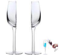 BOSENIYU Half Wine Glasses Tumbler Set of 2, Funny Reusable Wine Glass in Half Cut Glass, Long Handled Half Round Red Wine Glass. (2 Pcs)