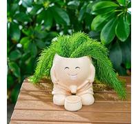 BOSENIYU Pee Pot Planter with Smiley Face, Naughty Boy Plant Face Pot with Drainage Hole for Indoor Outdoor Decorations. (Khaki)