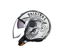 BOSERMEM Adult Retro Harley Motorcycle Helmet Scooter Helmet With Goggles DOT Certified, Open Face Jet Crash Helmet for Moped Cruiser Vespa(White Route 66, M=54-56cm)