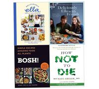 BOSH, How Not To Die, Deliciously Ella Plant-Based Cook 4 Books Collection Set