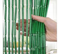 Boshen Handmade Bamboo Beaded Curtains for Doorways, 65 Strands 35.5x78.7inch Natural Wood Boho Hanging Door Beads Curtains Room Divider for Home Decor Hallway Window(Green)