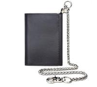 boshiho Carbon Wallet for Men - Wallet Leather Black Boss with Chain Credit Card Holder with RFID Protection 13 Compartments Coin Pocket & Slim Design Carbon Fibre Wallet, Black-PU, L, Modern