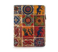 boshiho Eco Cork Friendly RFID Blocking Wallet Bi-fold Card Holder Vertical Wallet With Zippered Coin Purse & ID Window, Cork J, Vegan Wallet