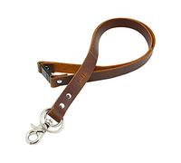 Boshiho Keychain Lanyard - Cowhide Leather Neck Lanyard with Metal Clasp for ID Badge Holder, Keys, USB, Cell Phone etc (Dark brown B)
