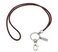 Boshiho Office Lanyard, PU Leather Lanyard Neck Strap with Strong Clip and Keychain for Keys, ID Badge Holder, USB (0182-Brown)