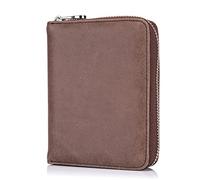 Boshiho RFID Blocking 24 Slot Credit Card Holder Wallet Real Leather Multi Card Organizer Wallet with Zipper - coffee - 4.13*5.12*1.18 inch