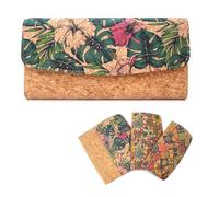 boshiho Women's Cork Wallet, Large Cork Purse, Interchangeable Wallet Flap with 3 Patterns, Sustainable, Vegan Purse with RFID Protection, Many Compartments and Card Slots, Colourful, L, Modern