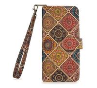 boshiho Women's cork wallet, vegan wallet made of sustainable cork with RFID protection, zip, card slots and coin compartment, robust and water-repellent, gift or for everyday use, bunt, L