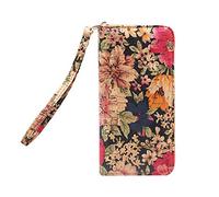 Boshiho Women's Cork Wallet Vegan Women's Zipper Purse Large Capacity Long Purse Gift for Ladies with Gift Box (Multi Flower cork1)