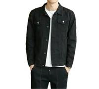 BoShiNuo Casual Jackets for Men Spring and Autumn Cotton Outerwear with Rivets and Ins Korean Style Denim Coat Solid black S