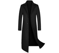 BoShiNuo Casual Wool Winter Coat Double-Sided Business Long Over The Knee Extra Long Thickened Trench Fall Trench Coat Men black L