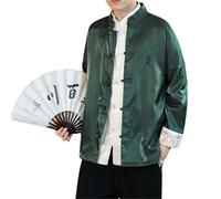 BoShiNuo Chinese Style Retro Men Tang Suit Top Black GN Jacket Oriental Jacket Casual Kung Fu Top Zen Tea Shirt Streetwear GN L