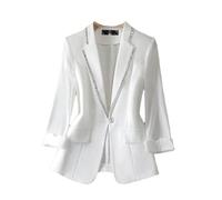 BoShiNuo women Diamond-Encrusted Suit Female Spring Summer Seven-Point Sleeve Coat women suit jacket HH-8820 L