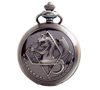 BOSHIYA Fullmetal Alchemist Pocket Watch with Chain Vintage Edward Elric Quartz Pocket Watch for Cosplay Anime Accessories