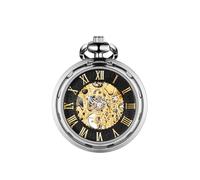 BOSHIYA Mechanical Pocket Watch Hand Wind Vintage Classic Skeleton Roman Numerals Pocket Watch with Chain for Men & Gift Box