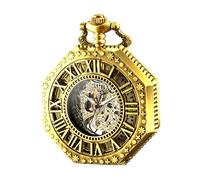BOSHIYA Mechanical Pocket Watch Luminous Steampunk Vintage Pocket Watch/with Chains/Hand Wind Up/Black Skeleton/Dial Roman Numberals…, Octagon machine - Gold, 47