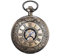BOSHIYA Mechanical Pocket Watch with Chain Vintage Steampunk Roman Numerals Hand Wind Pocket Watches for Men Women & Gift Box